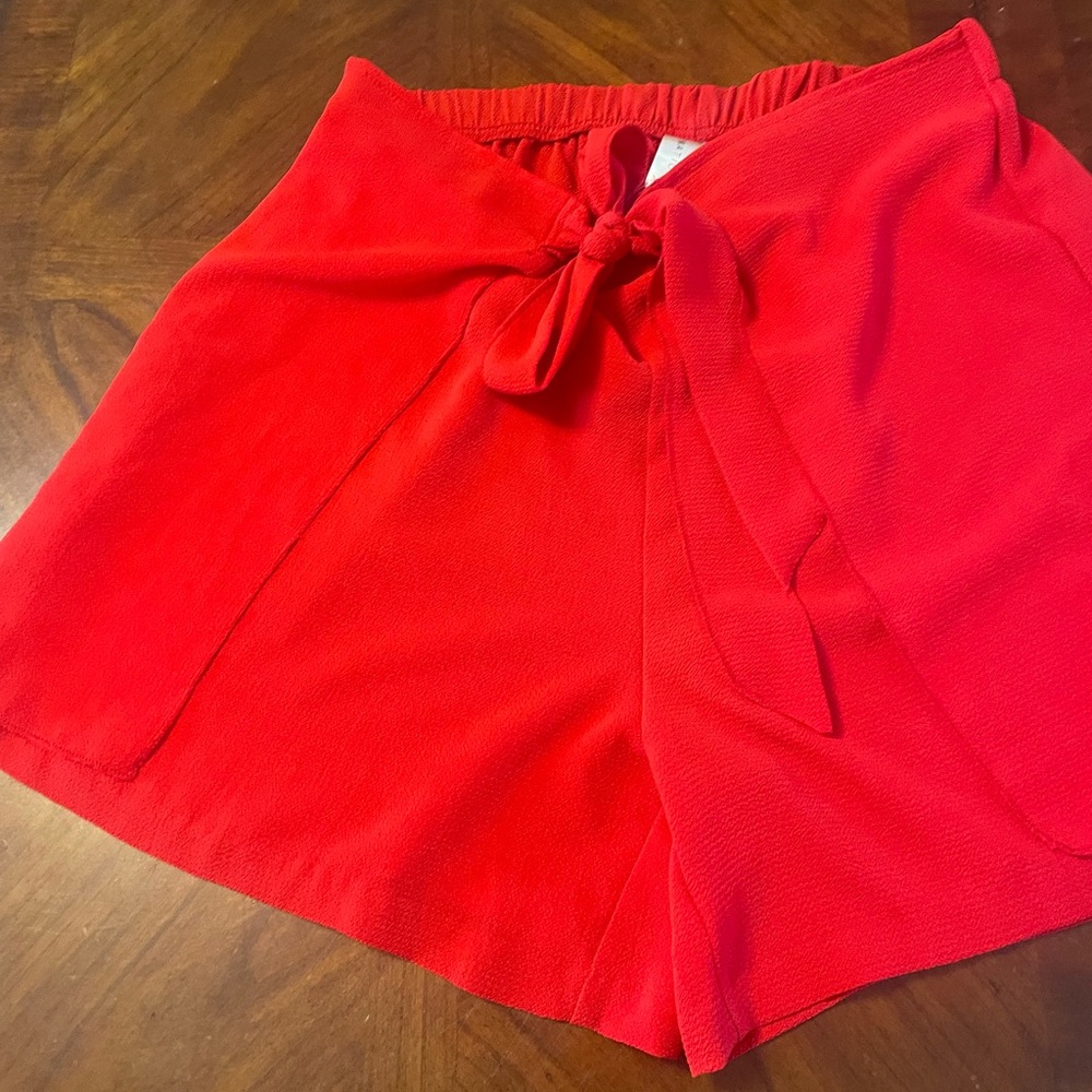 Love Nation Vibrant Red Women's Skorts with Bow Detail